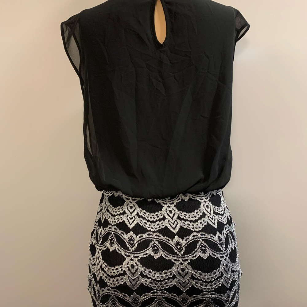 Women junior silver black high- low Bodycon mermaid maxi dress size (M) - Picture 7 of 11
